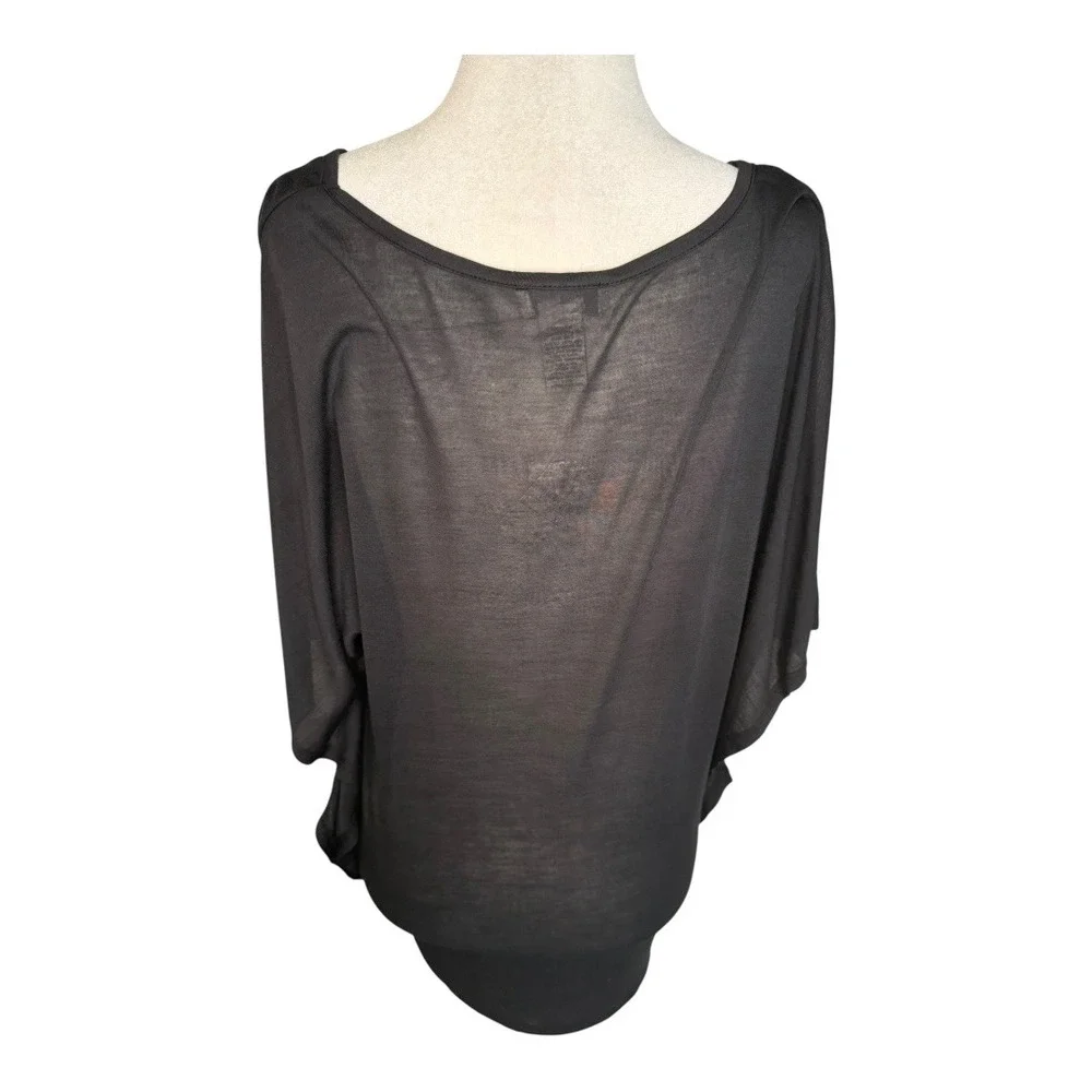 Neiman Marcus XL Black Modal Blend Top Dolman Sleeve Lightweight Blouse NWT - Picture 3 of 7